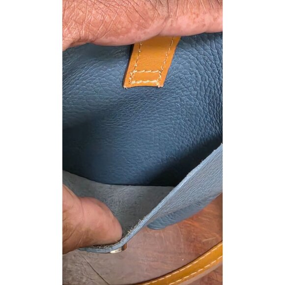 Divina Firenze Small Blue Leather Crossbody Bag Tan Strap Italian Leather - Picture 6 of 8